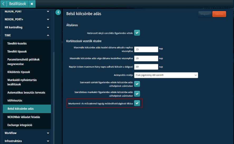 NEXONtime belső kölcsönbe adás